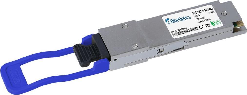 Evertz Scorpion QSFP25G-SM-LR4-G kompatibler BlueOptics QSFP28 Transceiver fr Singlemode 100 Gigabit Highspeed Datenbertragungen in Glasfaser Netzwerken. Untersttzt 100 Gigabit Ethernet Anwendungen in Switchen, Routern, Storage Systemen und hnlicher ...