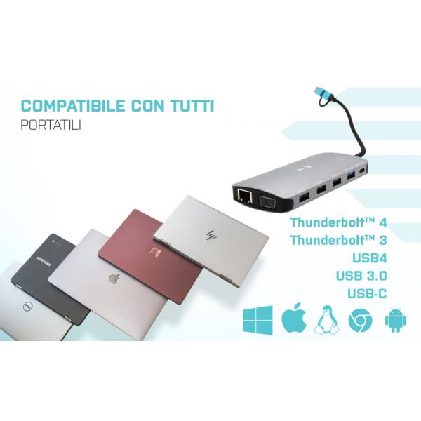 I-TEC DOCKING STATION USB 3.0 USB-C/TB3 3X M.NANOD+LANPD100W GRIGIO - Disponibile in 3-4 giorni lavorativi I-Tec