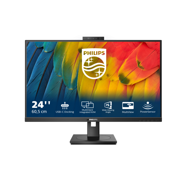 Monitor Nuovo MONITOR PHILIPS LED 23.8"Wide 24B1U5301H/00 IPS 1920x1080 300cd/mq 1000:1(50.000.000:1)2x5W MM Reg.H PIVOT HDMI DP USB-C docking - Disponibile in 3-4 giorni lavorativi