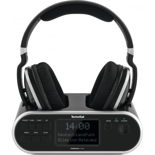 TechniSat StereoMan 2 DAB+ Auricolare Con cavo e senza cavo A Padiglione MUSICA Nero - Disponibile in 6-7 giorni lavorativi