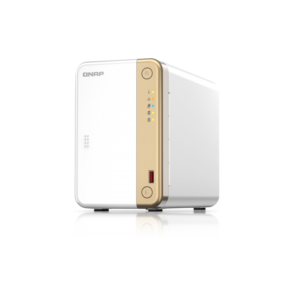 QNAP TS-262 NAS Tower Collegamento ethernet LAN Oro, Bianco N4505 - Disponibile in 6-7 giorni lavorativi