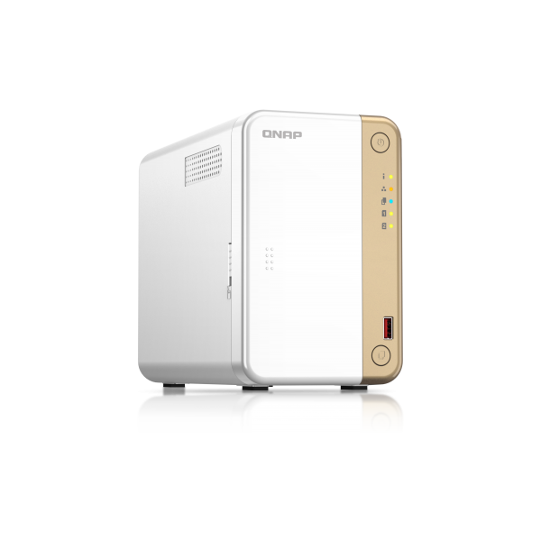 QNAP TS-262 NAS Tower Collegamento ethernet LAN Oro, Bianco N4505 - Disponibile in 6-7 giorni lavorativi