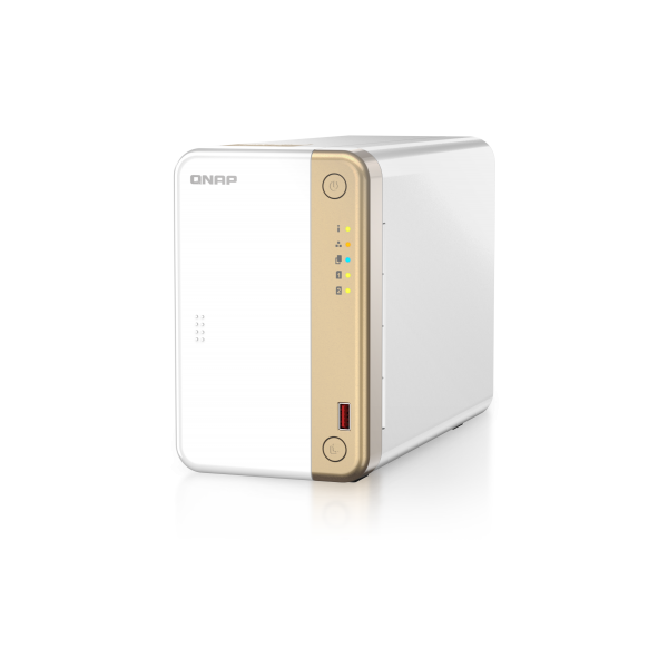 QNAP TS-262 NAS Tower Collegamento ethernet LAN Oro, Bianco N4505 - Disponibile in 6-7 giorni lavorativi