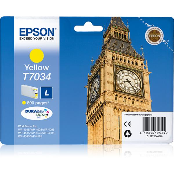 EPSON T7034 CARTUCCIA INKJET GIALLO PER WP4015 WP4025 WP4095 WP4515 WP4525 WP4535 WP4545 WP4595 - Disponibile in 3-4 giorni lavorativi Epson