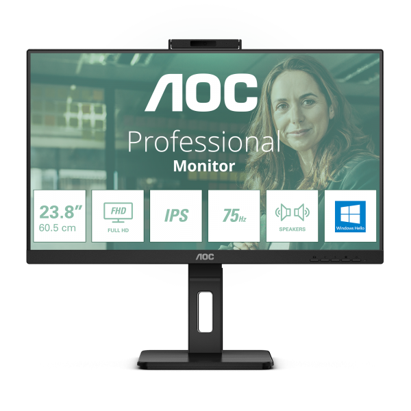 Monitor Led Nuovo AOC MONITOR 23,8 LED IPS FHD 16:9 4MS 300 CDM, WEBCAM, PIVOT, DP/HDMI, MULTIMEDIALE - Disponibile in 3-4 giorni lavorativi