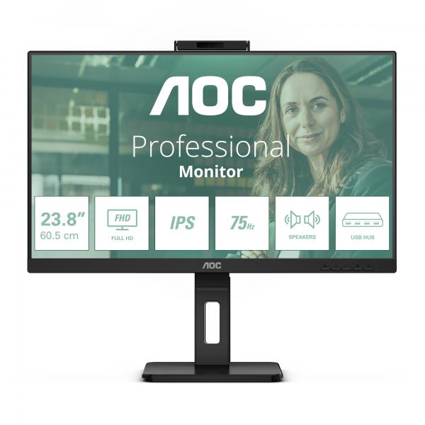 Monitor Led Nuovo AOC MONITOR 23,8 LED IPS FHD 16:9 4MS 300 CDM, WEBCAM, PIVOT, DP/HDMI, MULTIMEDIALE - Disponibile in 3-4 giorni lavorativi