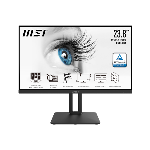 MONITOR MSI 23,8" VA HDMI VGA LED 16:9 VESA MSI PRO MP2412 BLACK VESA FHD - Disponibile in 3-4 giorni lavorativi