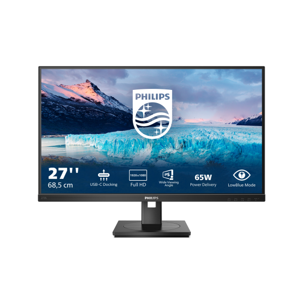 Monitor Nuovo MONITOR PHILIPS LED 27"Wide 273S1/00 IPS 1920x1080 4ms 300cd/mq 1.000:1 2x2W MM Reg.H PIVOT HDMI DP RJ45 USB-C Docking - Disponibile in 3-4 giorni lavorativi