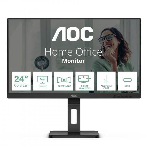 Monitor Nuovo MONITOR AOC LED 23.8'' Wide 24P3CV IPS 1920x1080 4ms 300cd/mq 20.000.000:1 2x5W MM Reg.H PIVOT HDMI DP USB-C docking - Disponibile in 3-4 giorni lavorativi