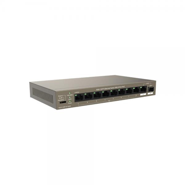 SWITCH TENDA TEG1110PF-8-102W 10P GIGABIT DESKTOP 10/100/1000M 9P GE(DI CUI 8P POE)+1SFP - Disponibile in 3-4 giorni lavorativi