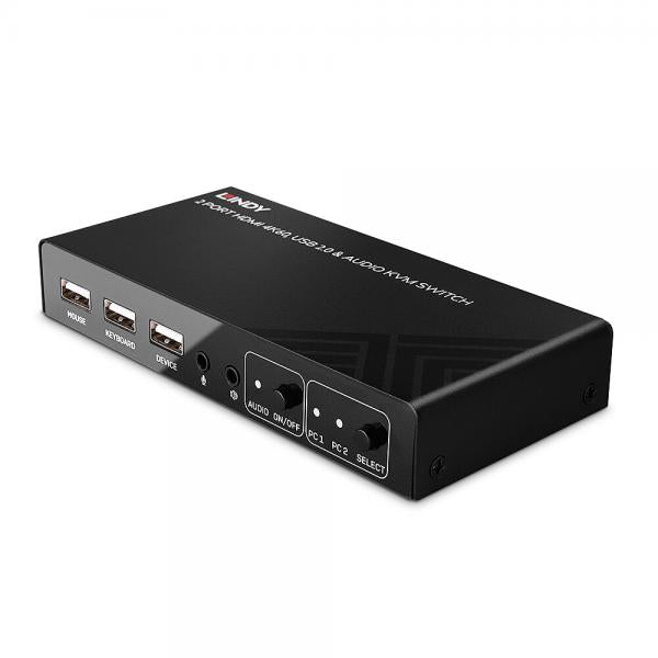 Switch LINDY KVM HDMI 4K60, USB 2.0 & Audio, 2 Porte - 32809 - Disponibile in 3-4 giorni lavorativi