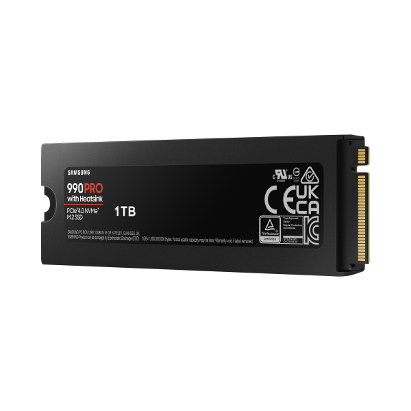 Samsung 990 PRO MZ-V9P1T0GW - SSD - crittografato - 1 TB - interno - M.2 2280 - PCIe 4.0 x4 (NVMe) - 256 bit AES - TCG Opal Encryption 2.0 - dissipatore integrato - Disponibile in 3-4 giorni lavorativi