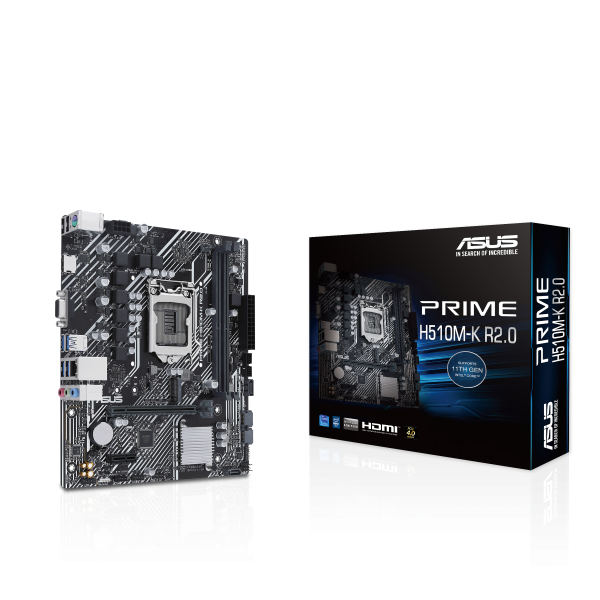 MB ASUS PRIME H510M-K R2.0 LGA1200 (ROCKET LAKE - COMPATIB. COMET LAKE) 2DDR4 VGA+HDMI PCIe M2 mATX - Disponibile in 3-4 giorni lavorativi