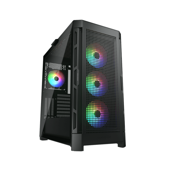 COUGAR DUOFACE PRO RGB Mid Tower PC Case con 2 distinti pannelli frontali Mesh e vetro e ventole RGB (Black) - Disponibile in 3-4 giorni lavorativi