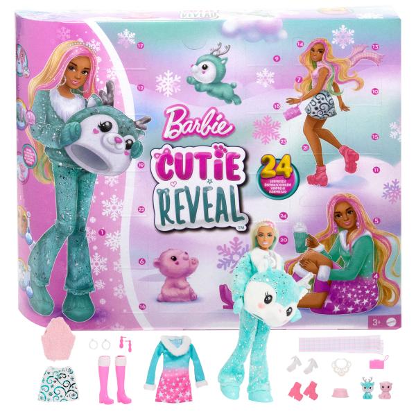 Barbie-Cutie Reveal Calendario dell'Avvento-1 bambola e 24 sorprese HJX76 - Disponibile in 3-4 giorni lavorativi