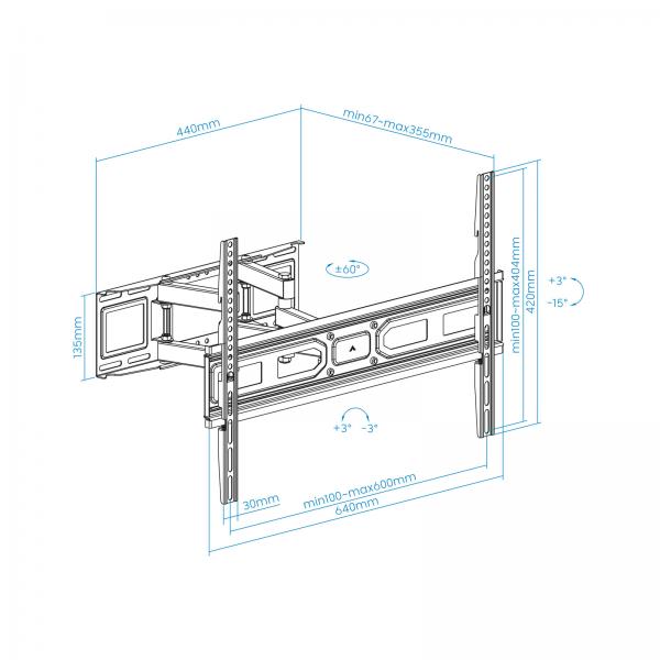 Supporto TV con Braccio TooQ LP7866TN-B 40 kg - Disponibile in 3-4 giorni lavorativi