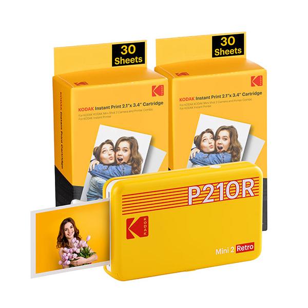 Kodak Mini 2 Retro P210R Stampante Fotografica BT +60 Fogli Yellow - Disponibile in 2-3 giorni lavorativi