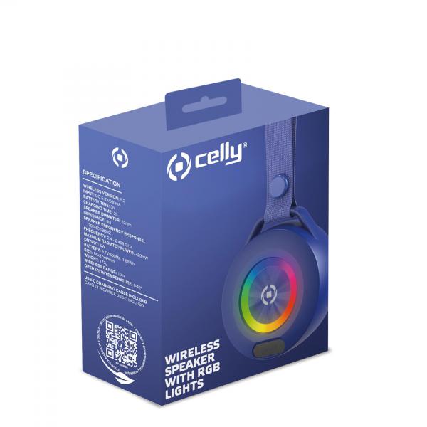 CELLY LIGHTBEATBL ALTOPARLANTE WIRELESS 5W COL LUCE RGB SUMMER COLLECTION BLU - Disponibile in 3-4 giorni lavorativi Celly