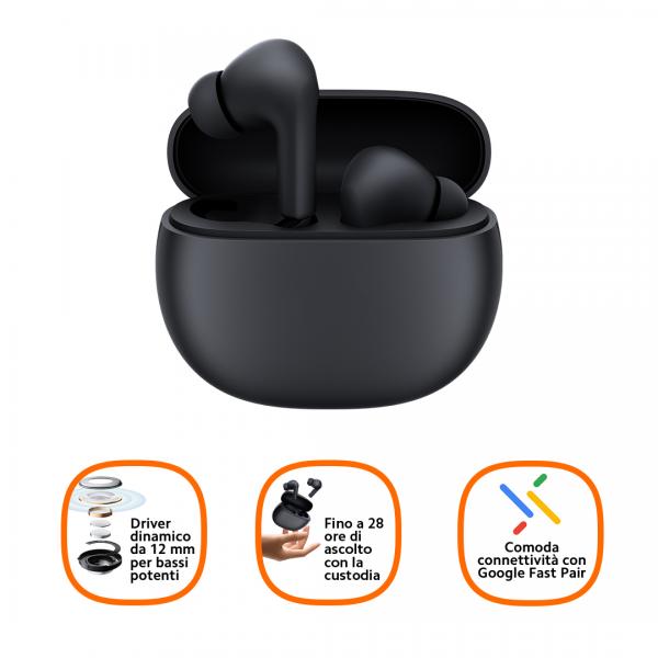 Auricolari in Ear Bluetooth Xiaomi Redmi Buds 4 Active Bianco Nero (1 Unità) - Disponibile in 3-4 giorni lavorativi