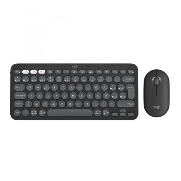 Tastiera e Mouse Wireless Logitech Pebble 2 Combo Qwerty in Spagnolo Nero Grigio Grafite - Disponibile in 3-4 giorni lavorativi