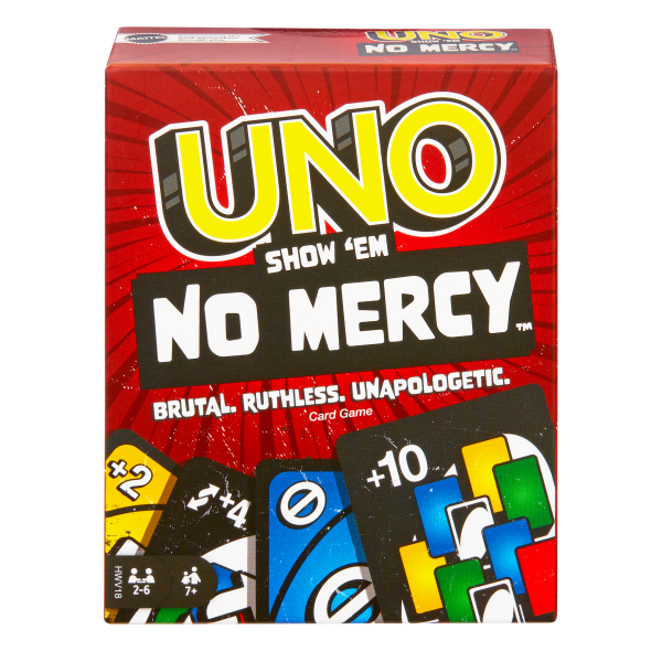 Gioco di carte UNO SHOW EM NO MERCY - MATTEL - HWV18 - 56 carte - Nuove regole spietate - Disponibile in 3-4 giorni lavorativi