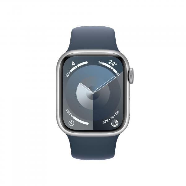 Apple Watch Serie9 Cell 41mm Aluminium Silver Sport Band Storm Blue S/M MRHV3QL/A - Disponibile in 2-3 giorni lavorativi