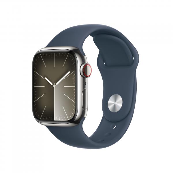 Apple Watch Serie9 Cell 41mm Steel Silver Sport Band Storm Band S/M MRJ23QL/A - Disponibile in 2-3 giorni lavorativi