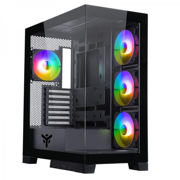 CASE ITEK SHOWBUI 45B - GAMING TOWER, ATX, 4x12cm ARGB fan, 2xUSB3, TYPE-C,SYDE & FRONT PANEL TEMP GLASS - ITGCASB45B - Disponibile in 3-4 giorni lavorativi