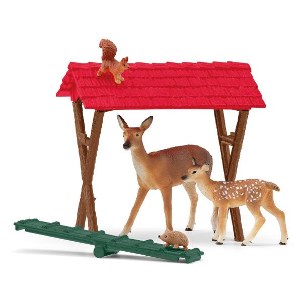 Capanna degli animali della foresta, cassapanca Schleich con capanna, 1 cerva, 1 cerbiatto, 1 scoiattolo, 1 riccio, per bambini dai 3 anni - schle - Disponibile in 3-4 giorni lavorativi