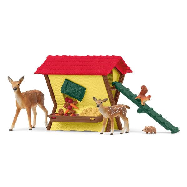 Capanna degli animali della foresta, cassapanca Schleich con capanna, 1 cerva, 1 cerbiatto, 1 scoiattolo, 1 riccio, per bambini dai 3 anni - schle - Disponibile in 3-4 giorni lavorativi