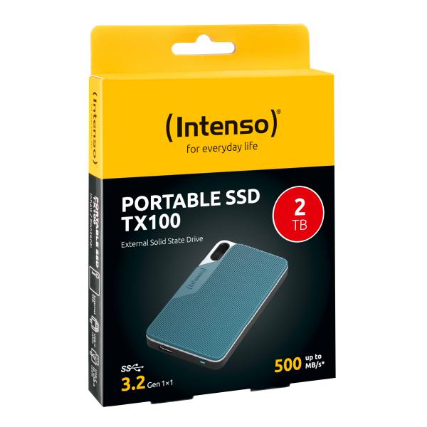 INTENSO SSD ESTERNO TX100 2TB USB 3.2 R/W 500MBS + CAVO USB-C + ADATTATORE USB-A - Disponibile in 3-4 giorni lavorativi