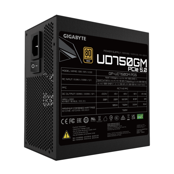 Fonte di Alimentazione Gigabyte GP-UD750GM PG5 750 W 80 Plus Gold - Disponibile in 3-4 giorni lavorativi