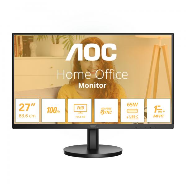 Monitor Nuovo MONITOR AOC LED 27'' Wide 27B3CA2 IPS 1920x1080 4ms 250cd/mq 1.300:1 (20.000.000:1) 2x2W MM HDMI USB-C docking - Disponibile in 3-4 giorni lavorativi