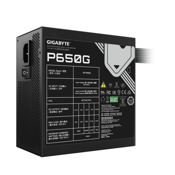 GIGABYTE GP-P650G 650W 80+ Gold PFC Attivo ATX Nero - Disponibile in 3-4 giorni lavorativi