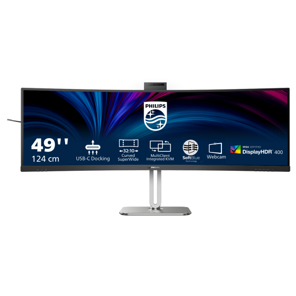 Monitor Nuovo MONITOR PHILIPS 48,8" 32:9 CURVED 49B2U6900CH/00 VA 5120x1440 4ms 450cd/m 2x5W MM WEBCAM Reg.H 2HDMI DP RJ45 USB-C docking - Disponibile in 3-4 giorni lavorativi