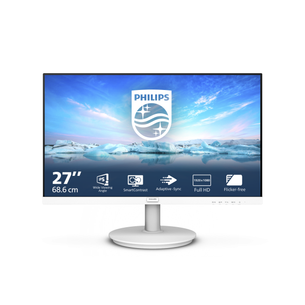 Monitor Nuovo MONITOR PHILIPS LED 27"Wide 271V8AW/00 IPS 1920x1080 250cd/mq 1300:1Mega Infinity DCR 2x2W MM VGA HDMI White - Disponibile in 3-4 giorni lavorativi