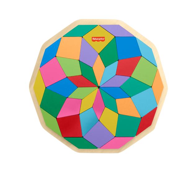 Puzzle mandala in legno Fisher-Price-Puzzle con motivi geometrici da 40 pezzi HXT94 - Disponibile in 3-4 giorni lavorativi