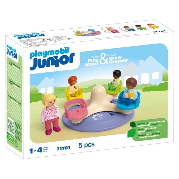 PLAYMOBIL Junior 71701 Bambini e tornello - Include quattro personaggi e un tornello - Da 1 anno - Disponibile in 3-4 giorni lavorativi