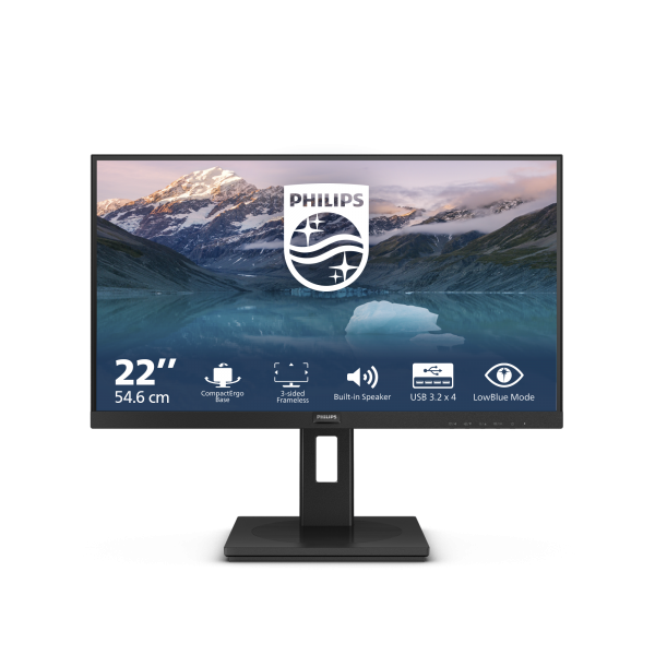 Monitor Nuovo MONITOR PHILIPS LED 21.5" Wide 222S9JML/00 VA 1920x1080 4ms 250cd/mq 3000:1 (20.000.000:1) 2x2W MM PIVOT Reg.H VGA HDMI DP - Disponibile in 3-4 giorni lavorativi