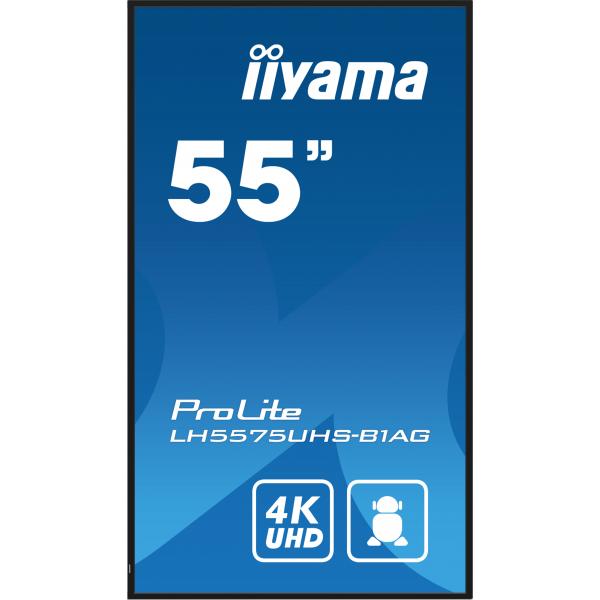 iiyama LH5575UHS-B1AG visualizzatore di messaggi Pannello piatto per segnaletica digitale 138,7 cm (54.6") LCD Wi-Fi 500 cd/m 4K Ultra HD Nero Processore integrato Android 11 24/7 - Disponibile in 6-7 giorni lavorativi