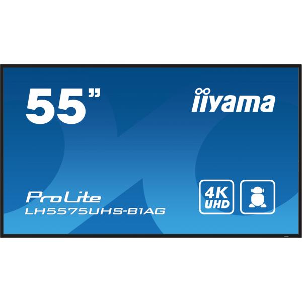 iiyama LH5575UHS-B1AG visualizzatore di messaggi Pannello piatto per segnaletica digitale 138,7 cm (54.6") LCD Wi-Fi 500 cd/m 4K Ultra HD Nero Processore integrato Android 11 24/7 - Disponibile in 6-7 giorni lavorativi