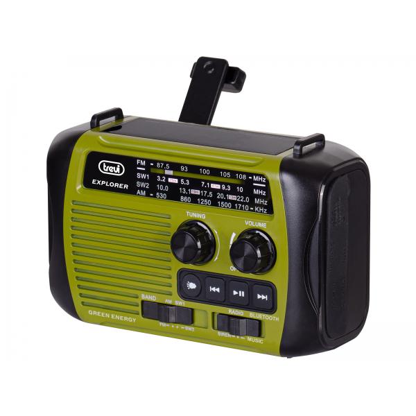 Trevi RA 7F30 BT Radio Portatile Dinamo e Solare Usb Micro Sd Wireless e Powerbank Verde - Disponibile in 3-4 giorni lavorativi