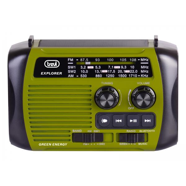 Trevi RA 7F30 BT Radio Portatile Dinamo e Solare Usb Micro Sd Wireless e Powerbank Verde - Disponibile in 3-4 giorni lavorativi