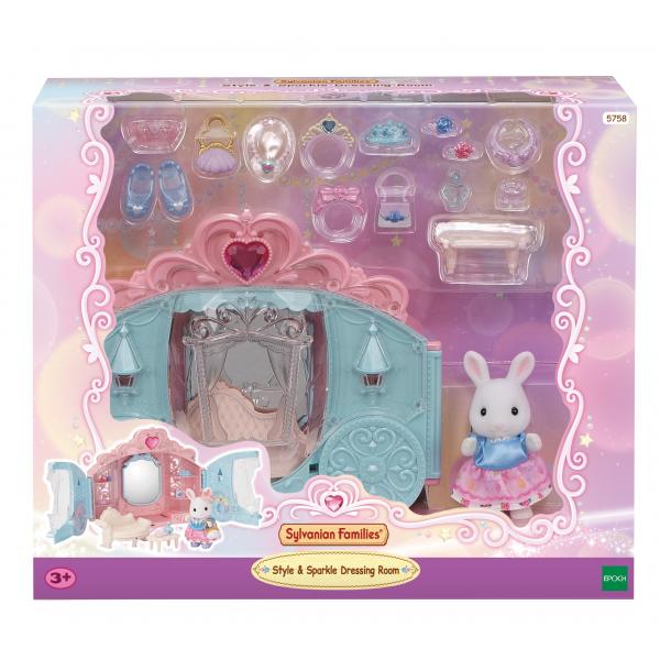 Playset - SYLVANIAN FAMILIES - Vestizione Principessa - Carrozza e Ragazza Coniglio delle Nevi - Disponibile in 3-4 giorni lavorativi