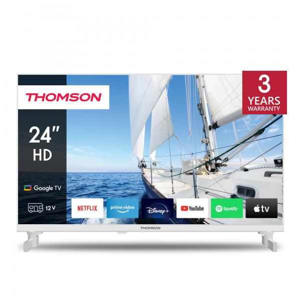 TV THOMSON LED 24" 24HG2S14W SMART GOOGLE TV DVB-T2/S2 HD CI+ 3XHDMI 2XUSB (ANCHE 12V) BIANCO -TELECOMANDO RETRO ILLUMINATO VESA - Disponibile in 3-4 giorni lavorativi