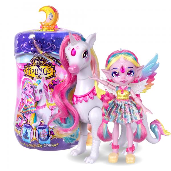 Pixling Unia e Cosmic Doll - MAGIC MIXIES - Bambola e unicorno in bottiglia, con ingredienti - Disponibile in 3-4 giorni lavorativi