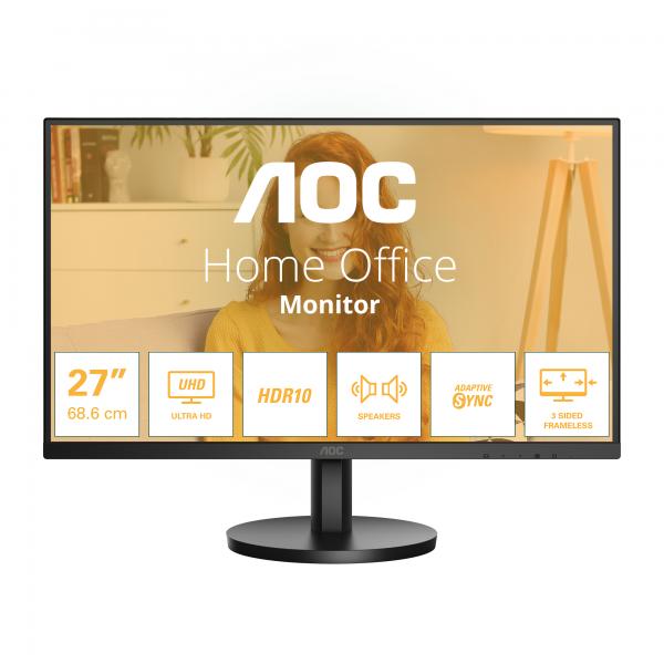 Monitor Led Nuovo AOC MONITOR 27 LED IPS 16:9 4K UHD 4MS 350 CDM, DP/HDMI, MULTIMEDIALE - Disponibile in 3-4 giorni lavorativi