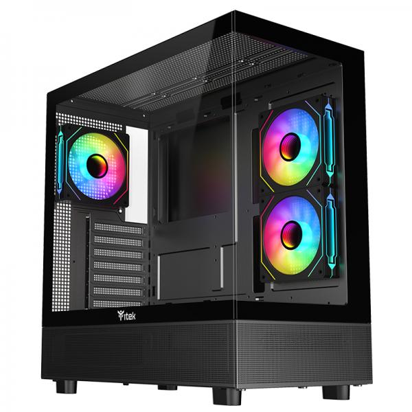 CASE ITEK SHOWBUI 42B GAMING TOWER, ATX, 3x12cm ARGB fan, 2xUSB3, TYPE-C,SYDE & FRONT PANEL TEMP GLASS - ITGCASB42B - Disponibile in 3-4 giorni lavorativi