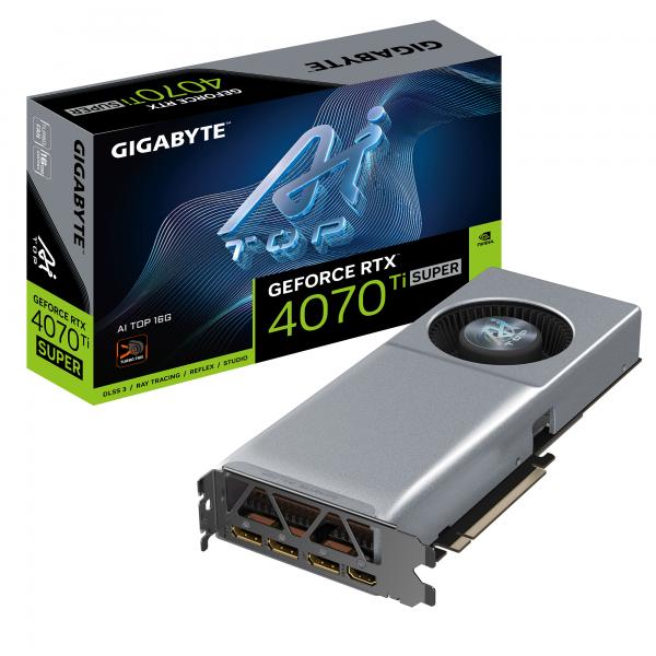 GIGABYTE GeForce RTX 4070 Ti SUPER AI TOP 16G Scheda Grafica - 16GB GDDR6X, 256bit, PCI-E 4.0, 2610MHz Core Clock, 3 x DisplayPort 1.4a, 1 x HDMI 2.1a, NVIDIA DLSS 3, GV-N407TSAI TOP-16GD - Disponibile in 6-7 giorni lavorativi