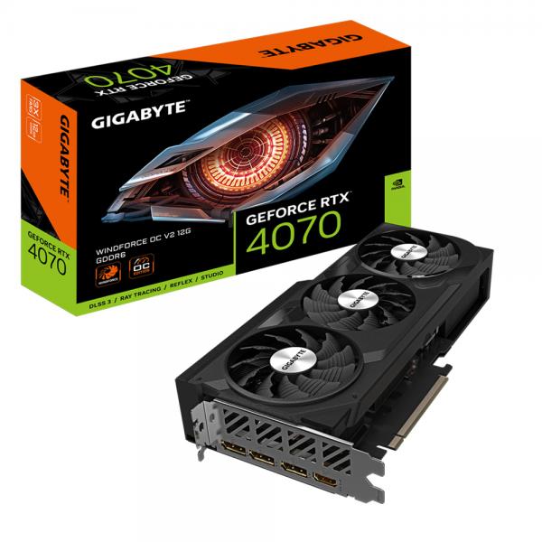 GIGABYTE Scheda Grafica GeForce RTX 4070 WINDFORCE OC V2 12G - 12GB GDDR6, 192bit, PCI-E 4.0, 2490MHz Core Clock, 3 x DisplayPort 1.4a, 1 x HDMI 2.1a, NVIDIA DLSS 3, GV-N4070WF3OCV2-12GD - Disponibile in 6-7 giorni lavorativi